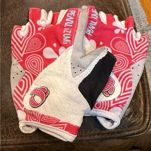 Pearl Izumi Women’s Cycling Gloves Medium Pink White Padded Half Finger Bike
